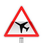 Panneau de danger annonçant la traversée d'une aire de danger aérien
