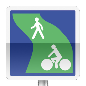 Panneau d'indication d'une voie verte réservée à la circulation des piétons et des véhicules non motorisés