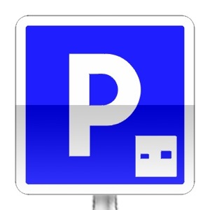 Panneau d'indication de lieu aménagé pour le stationnement gratuit à durée limitée avec contrôle par un dispositif approprié.