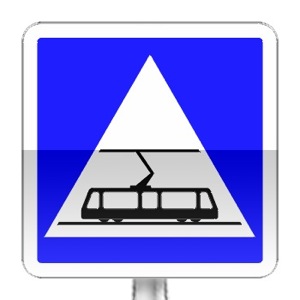 Panneau d'indication de traversée de tramways