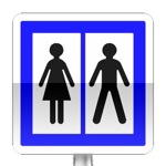 Panneau d'indication de toilettes ouvertes au public