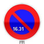 Panneau d'interdiction de stationner du 16 à la fin du mois