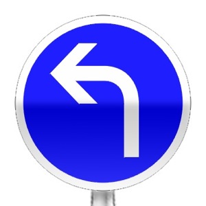 Panneau de direction obligatoire à la prochaine intersection : à gauche