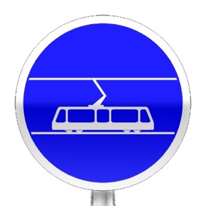 Panneau d'obligation, voie réservée aux tramways