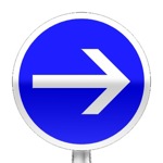 Panneau d'obligation de tourner à droite avant le panneau