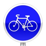 Panneau d'obligation de prendre la piste ou bande cyclable pour les cycles sans side car ni remorque