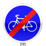 Panneau fin d'obligation de circuler sur la piste ou bande cyclable