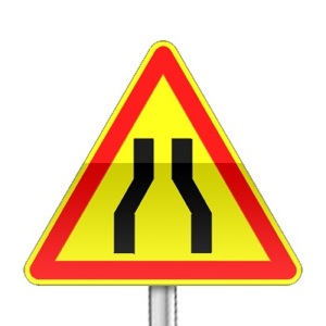 Panneau signalisation temporaire, chaussée rétrécie