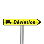 Panneau signalisation temporaire, direction de déviation