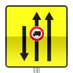 Panneau signalisation temporaire, affectation des voies