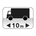 Panonceau désignant les véhicules, véhicules articulés, trains doubles ou ensembles de véhicules dont la longueur est supérieure au nombre indiqué.