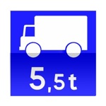 Symbole de direction conseillée aux véhicules affectés au transport de marchandises dont le poids total autorisé en charge ou le poids total roulant autorisé excède le nombre indiqué