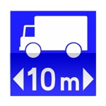 Symbole de direction conseillée aux véhicules affectés au transport de marchandises dont la longueur est supérieure au nombre indiqué
