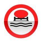 Symbole de signalisation avancée d’une direction interdite aux véhicules transportant des marchandises de nature à polluer les eaux