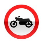 Symbole de signalisation avancée d’une direction interdite aux motocyclettes et motocyclettes légères