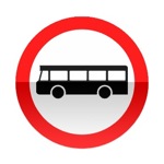 Symbole de signalisation avancée d’une direction interdite aux véhicules de transport en commun
