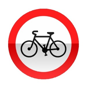 Symbole de signalisation avancée d’une direction interdite aux cycles