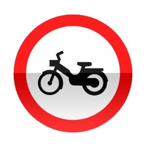 Symbole de signalisation avancée d’une direction interdite aux cyclomoteurs